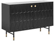 Sideboard Black MDF 2 Door Cabinet Storage Modern Minimalist Design Living Room Storage Beliani