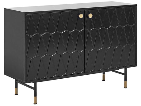 Sideboard Black MDF 2 Door Cabinet Storage Modern Minimalist Design Living Room Storage Beliani