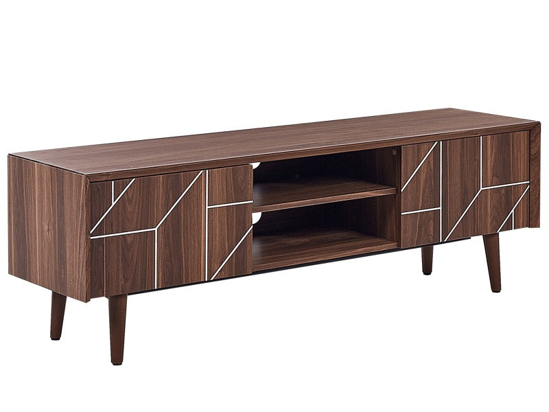 TV Stand Dark Wood for up to 70ʺ TV Media Unit with 2 Cabinets Shelves Beliani