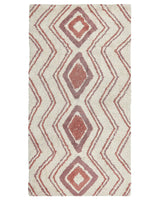 Area Rug Beige Pink Cotton 80 x 150 cm Geometric Pattern Hand Tufted Shaggy Design Living Room Bedroom Boho Beliani