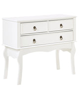 Console Table White MDF 91 x 35 x 75 cm 3 Drawers Hallway Furniture Retro Design  Beliani