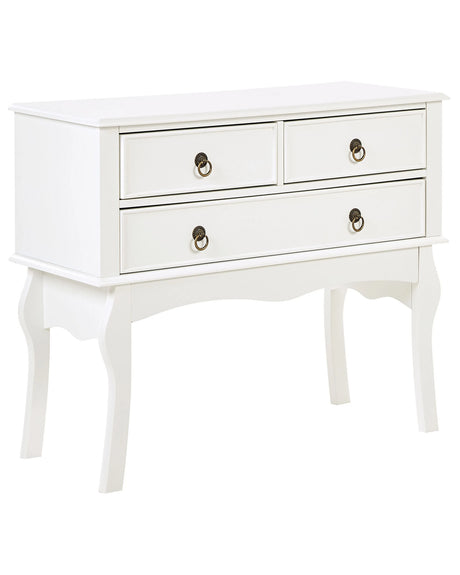 Console Table White MDF 91 x 35 x 75 cm 3 Drawers Hallway Furniture Retro Design  Beliani