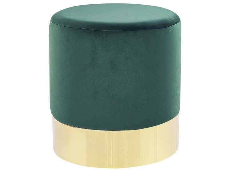 Footstool Dark Green Velvet Round Dressing Pouffe Glam Stool with Gold Beliani