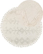 Round Area Rug Beige Cotton  140 cm Tufted with Fringe Pattern Boho Living Room Bedroom Beliani