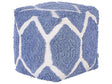 Pouffe Beige Blue Cotton Geometric Knitted Pattern Decorative Seat Boho Style Living Room Bedroom Beliani