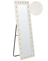 Standing Mirror White PU Leather 50 x 150 cm with Stand Acrylic Glass Rhinestones Decorative Frame Glamour Wall Dcor Beliani