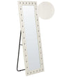 Standing Mirror White PU Leather 50 x 150 cm with Stand Acrylic Glass Rhinestones Decorative Frame Glamour Wall Dcor Beliani