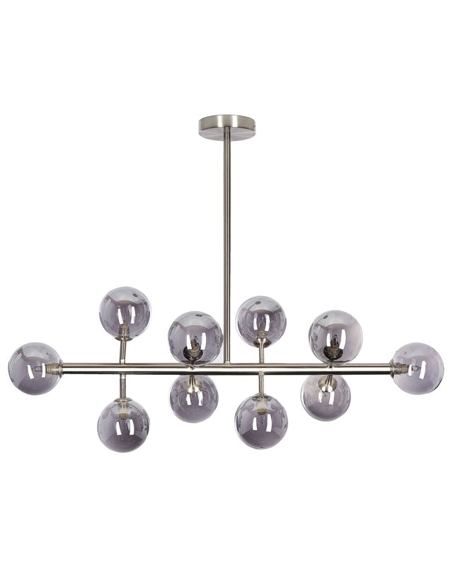 Pendant Lamp Silver Steel and Glass 10 Lights Modern Design Ceiling Light Glam Beliani