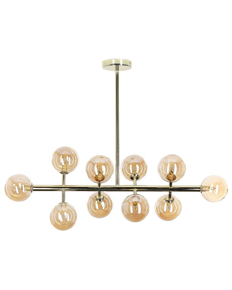 Pendant Lamp Gold Steel and Glass 10 Lights Modern Design Ceiling Light Glam Beliani