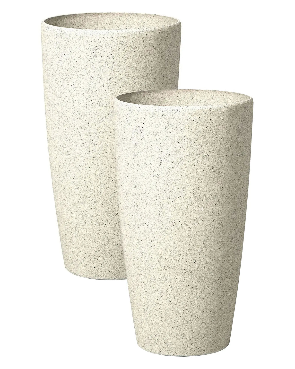 Set of 2 Plant Pots Beige Stone Tall Flower Planter 42 x  23 cm Modern Minimalistic Outdoor Indoor Decor Accessories Beliani