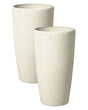 Set of 2 Plant Pots Beige Stone Tall Flower Planter 42 x  23 cm Modern Minimalistic Outdoor Indoor Decor Accessories Beliani