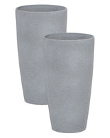 Set of 2 Plant Pots Grey Stone Tall Flower Planters 42 x  23 cm Modern Minimalistic Outdoor Indoor Decor Accessories Beliani