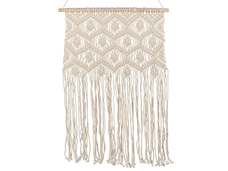 Macramé Wall Hanging Beige Cotton Handmade Décor Decoration Boho Style Living Room Bedroom Kids Room Beliani