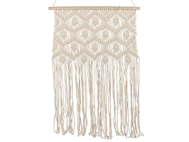 Macramé Wall Hanging Beige Cotton Handmade Décor Decoration Boho Style Living Room Bedroom Kids Room Beliani