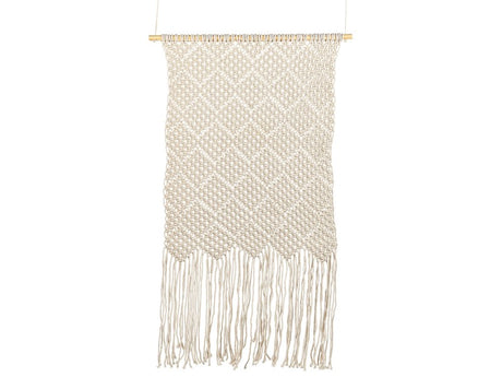 Macramé Wall Hanging Beige Cotton Handmade Décor Decoration Boho Style Living Room Bedroom Kids Room Beliani