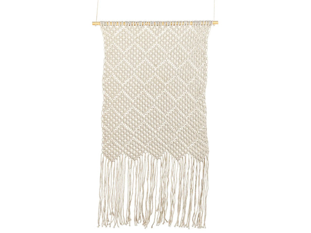 Macram Wall Hanging Beige Cotton Handmade Dcor Decoration Boho Style Living Room Bedroom Kids Room Beliani