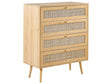 Rattan 4 Drawer Chest Light Wood Manufactured Wood with Rattan Front Drawers Boho Style Sideboard Beliani