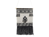 Wall Hanging Beige Cotton Handwoven with Tassels Geometric Pattern Wall Dcor Hanging Decoration Boho Style Living Room Bedroom Beliani