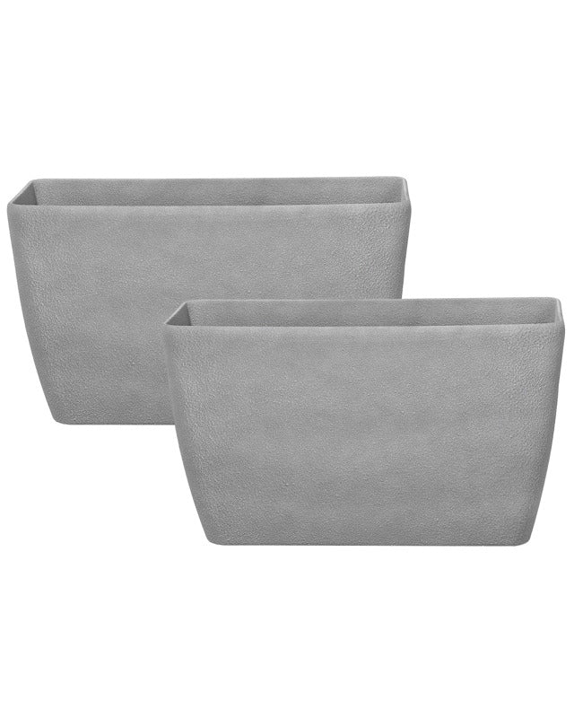 2 Plant Pot Grey Stone Flower Planters 74 x 32 x 45 cm Modern Minimalistic Outdoor Indoor Decor Accessories Beliani