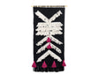 Wall Hanging Black and White Cotton Handwoven with Tassels Geometric Pattern Wall Dcor Hanging Decoration Boho Style Living Room Bedroom Beliani