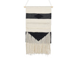 Wall Hanging Beige Cotton Handwoven with Tassels Geometric Pattern Wall Dcor Hanging Decoration Boho Style Living Room Bedroom Beliani