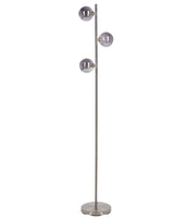 Floor Lamp Silver Steel Glass 3 Round Smoked Shades Modern Glam Design Living Room Lighting Beliani