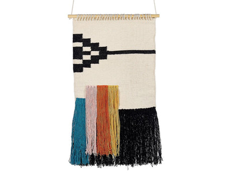 Wall Hanging Multicolour Cotton Handwoven with Tassels Geometric Pattern Wall Décor Hanging Decoration Boho Style Living Room Bedroom Beliani