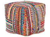 Pouffe Multicolour Cotton EPS Beads Filling 40 x 40 x 40 cm Handmade Recycled Material Square Ottoman Boho Style Living Room Home Accessory  Beliani