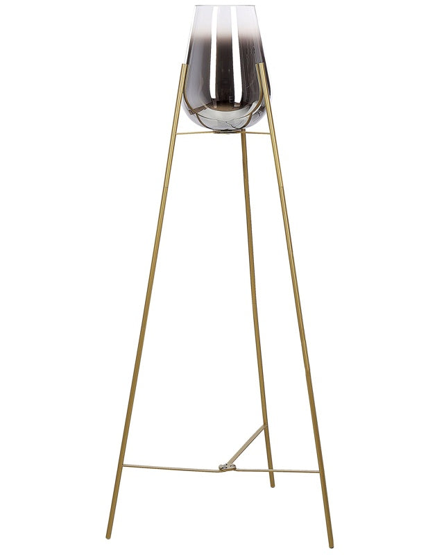 Floor Lamp Gold Steel Glass Smoked Shade Modern Glam Design Living Room Lighting Beliani