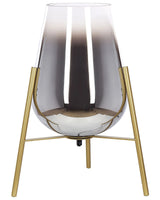 Table Lamp Gold Steel and Glass Shade Round Night Lamp Desk Light Modern Glam Design Beliani