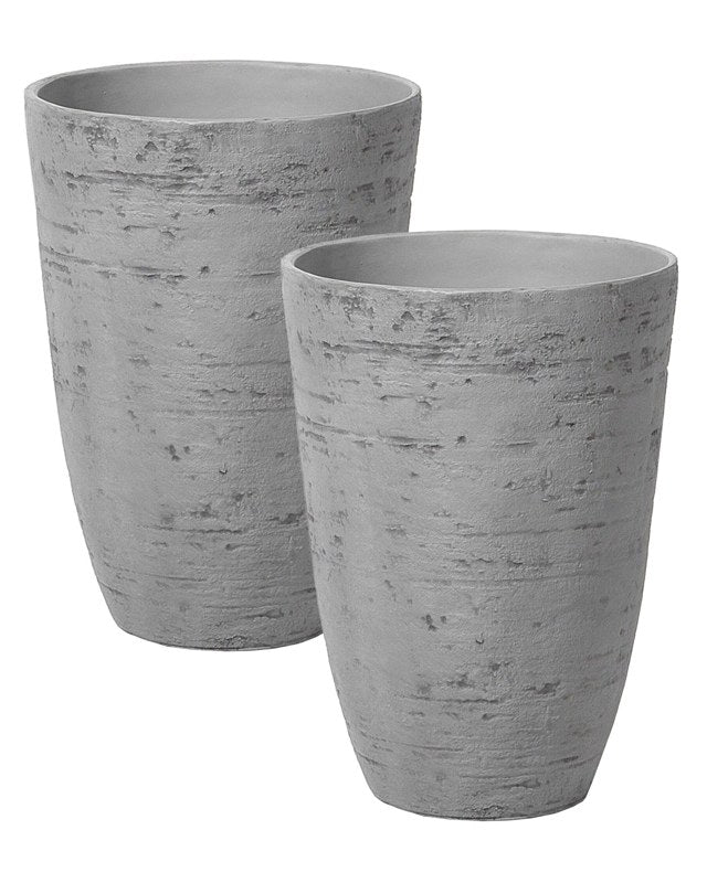 Plant Pots Grey Stone 35 x 35 x 50 cm Indoor Outdoor Beliani