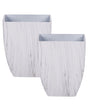 Set of 2 Outdoor Indoor Plant Pots 28x28x34 Marble Effect White Stone Mixture Square Modern Design Beliani