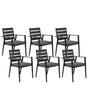 Set of 6 Garden Dining Chairs Black Aluminium Frame with Cushions Slatted Backrest Design Modern Beliani