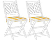 Set of 2 Outdoor Seat Cushions Yellow and White StripedPattern String Tied  UV Resistant Set Pad Beliani