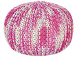 Pouf Ottoman White and Pink 50 x 35 cm Knitted Cotton EPS Beads Filling Round Small Footstool  Beliani