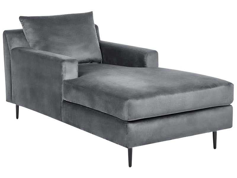 Chaise Lounge Grey Velvet Upholstery Armrests Cushion Backrest Modern Design Symmetrical Beliani