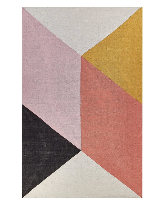 Area Rug Multicolour Cotton 140 x 200 cm Rectangular Hand Woven Modern Design Beliani