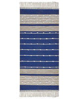 Area Rug Blue and Beige Cotton 80 x 150 cm Rectangular Hand Woven Modern Design Beliani