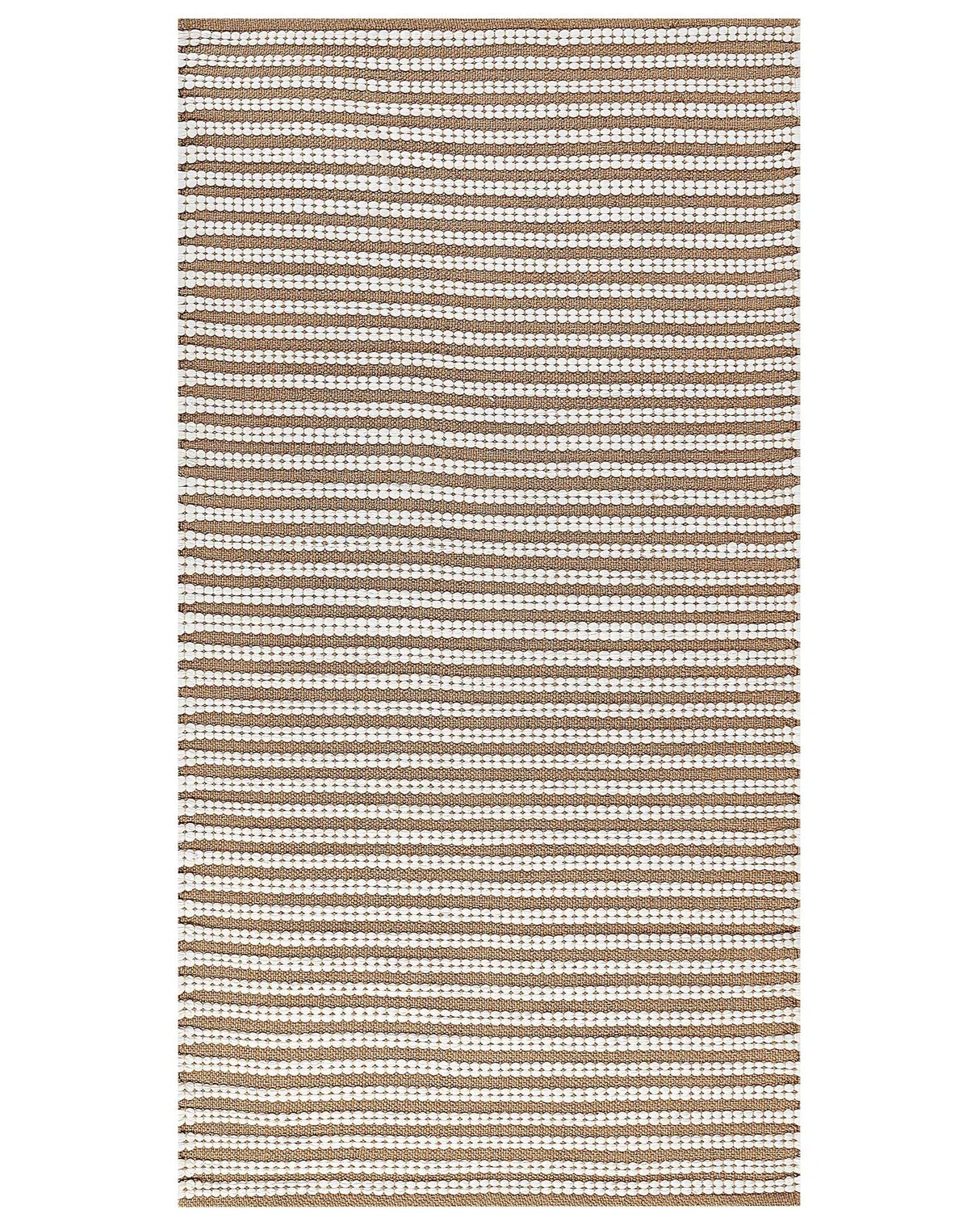 Area Rug White and Brown Cotton 80 x 150 cm Rectangular Hand Woven Modern Design Beliani