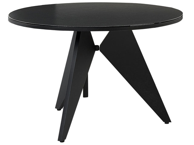 Garden Dining Table Black Aluminium Round  110 cm Outdoor Modern Design Beliani