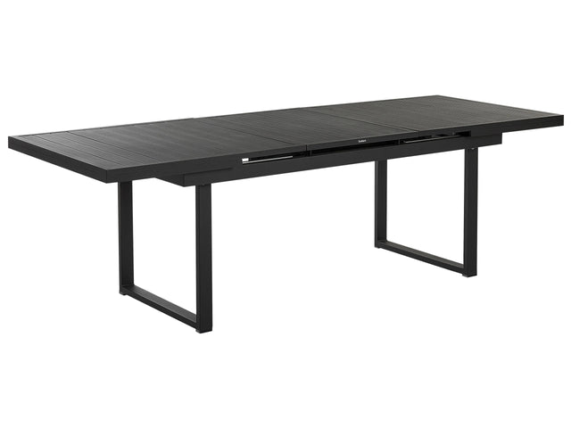 Garden Table Black Aluminium 180/240 x 90 cm Extendable Top Outdoor Dining Table Beliani