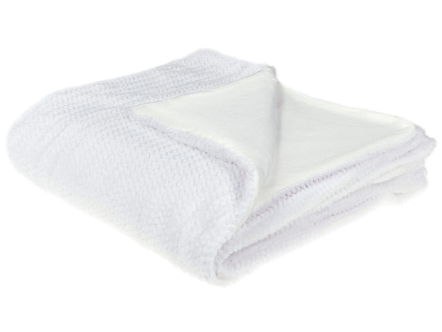 Blaket White Polyester 200 x 220 cm Furry Soft Pile Bed Throw Cover Home Accessory Beliani