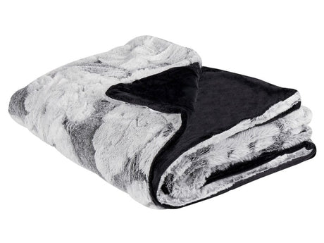 Blanket Grey Polyester 150 x 200 cm Furry Soft Pile Bed Throw Cover Floral Pattern Home Accessory Beliani