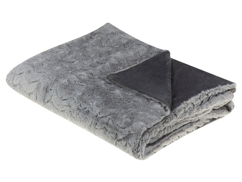 Blanket Grey Polyester 150 x 200 cm Furry Soft Pile Bed Throw Cover Home Accessory Beliani