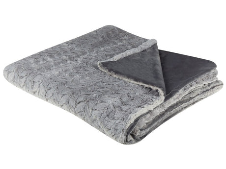 Blaket Grey Polyester 200 x 220 cm Furry Soft Pile Bed Throw Cover Home Accessory Beliani