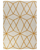 Area Rug White and Yellow Cotton 160 x 230 cm Geometric Pattern Rectangular Hand Woven Modern Design Beliani