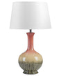 Table Lamp Multicolour Ceramic Base Fabric Shade Painted Night Lamp Desk Light Modern Design Beliani