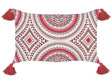 Scatter Cushion Red and White Cotton 30 x 50 cm Geometric Pattern Handwoven Removable Covers with Filling Oriental Style Beliani