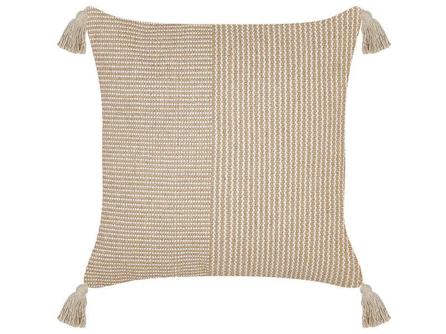 Scatter Cushion Beige  Cotton 45 x 45 cm Pillow Cover Solid Pattern with Polyester Filling  Beliani