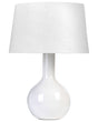 Table Lamp White Ceramic Base Fabric Shade Glossy Night Lamp Desk Light Classic Design Beliani